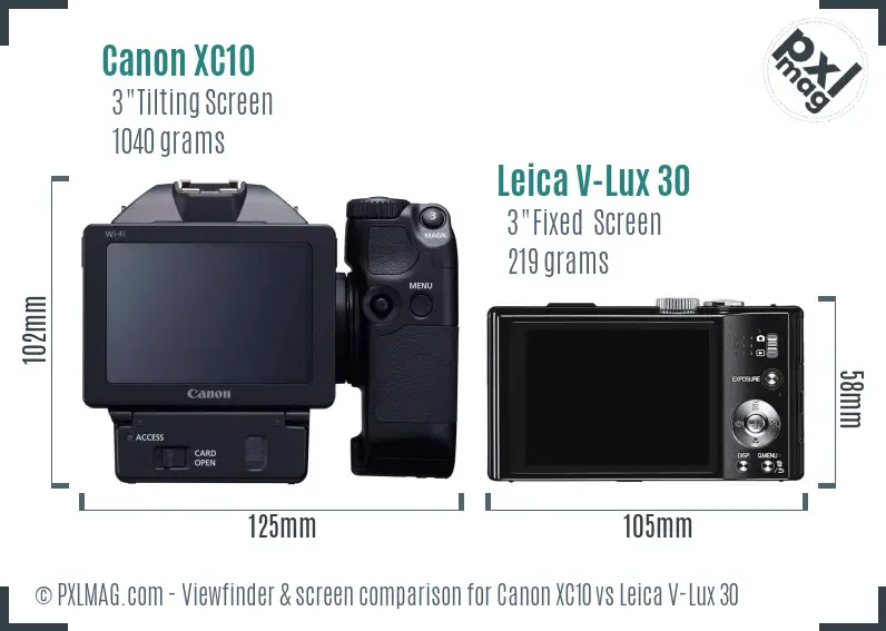 Canon XC10 vs Leica V-Lux 30 Screen and Viewfinder comparison