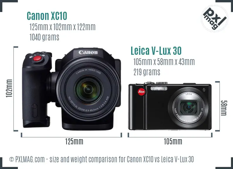 Canon XC10 vs Leica V-Lux 30 size comparison
