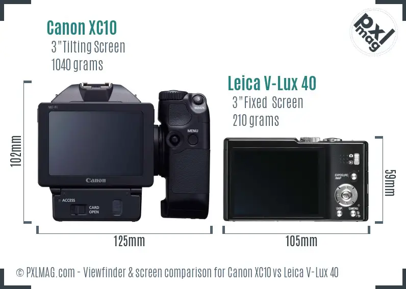 Canon XC10 vs Leica V-Lux 40 Screen and Viewfinder comparison