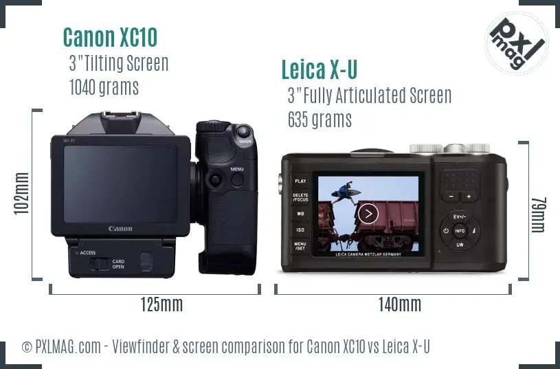 Canon XC10 vs Leica X-U Screen and Viewfinder comparison