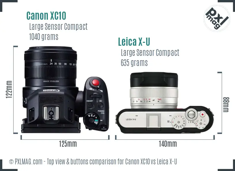 Canon XC10 vs Leica X-U top view buttons comparison