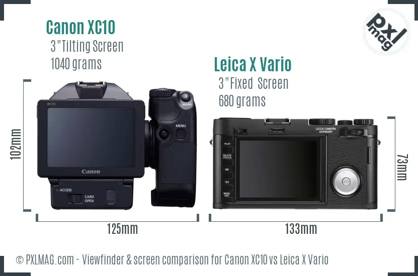 Canon XC10 vs Leica X Vario Screen and Viewfinder comparison