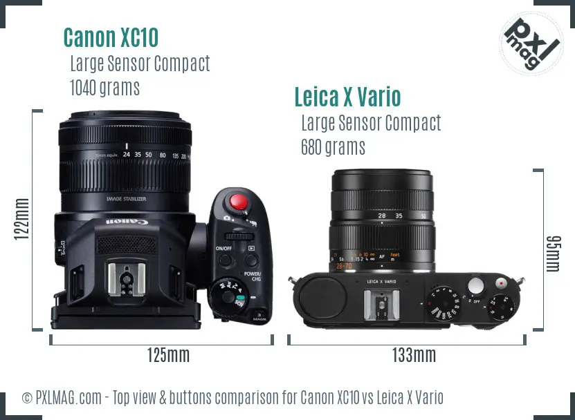 Canon XC10 vs Leica X Vario top view buttons comparison