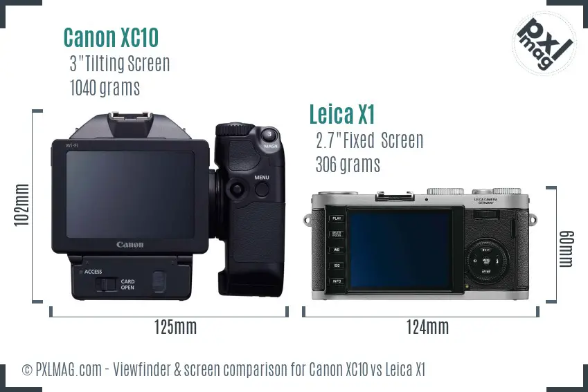 Canon XC10 vs Leica X1 Screen and Viewfinder comparison