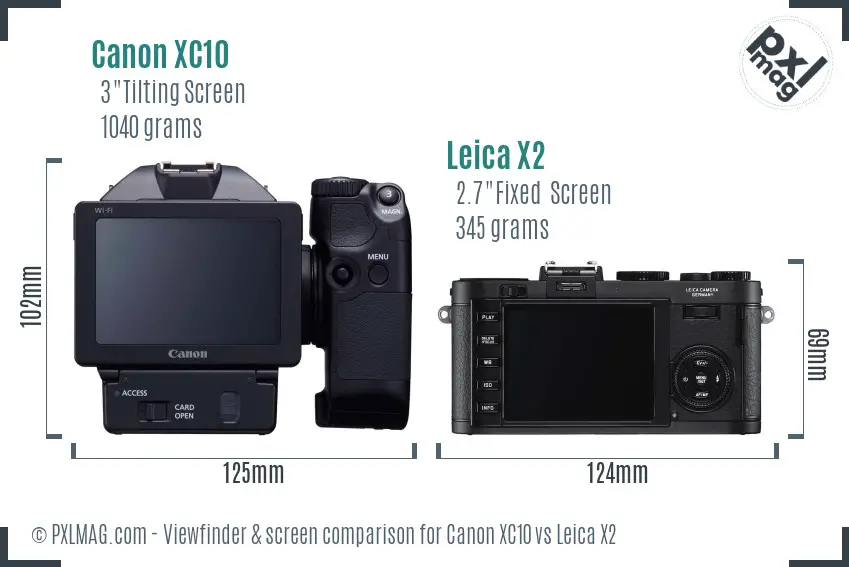 Canon XC10 vs Leica X2 Screen and Viewfinder comparison