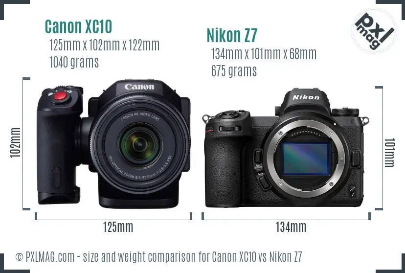 Canon XC10 vs Nikon Z7 size comparison