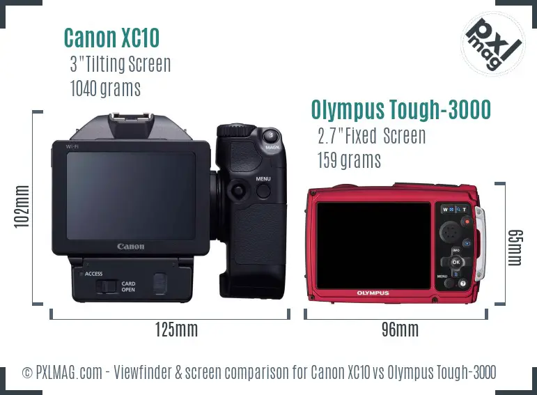 Canon XC10 vs Olympus Tough-3000 Screen and Viewfinder comparison