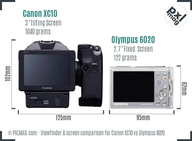 Canon XC10 vs Olympus 6020 Screen and Viewfinder comparison