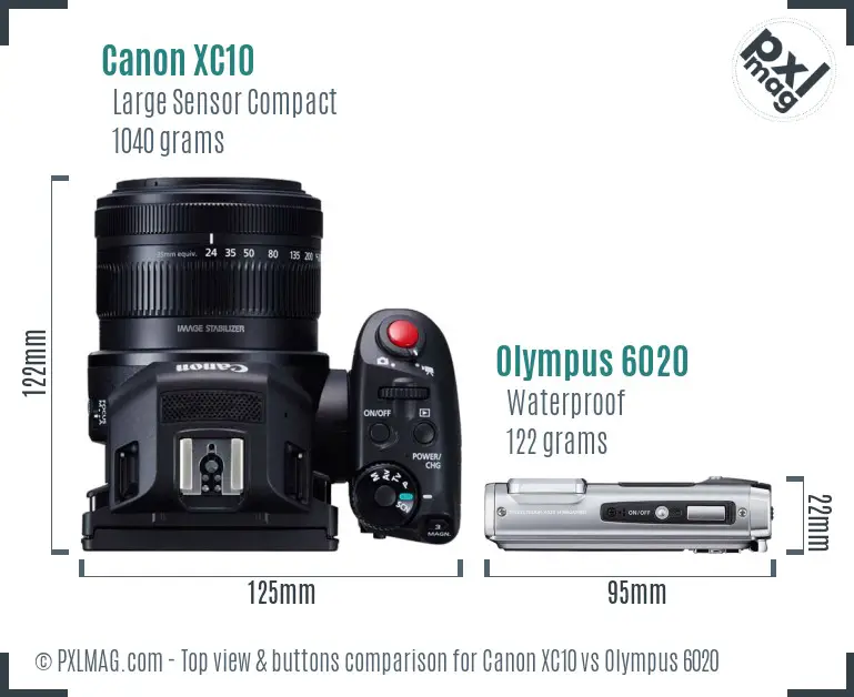 Canon XC10 vs Olympus 6020 top view buttons comparison