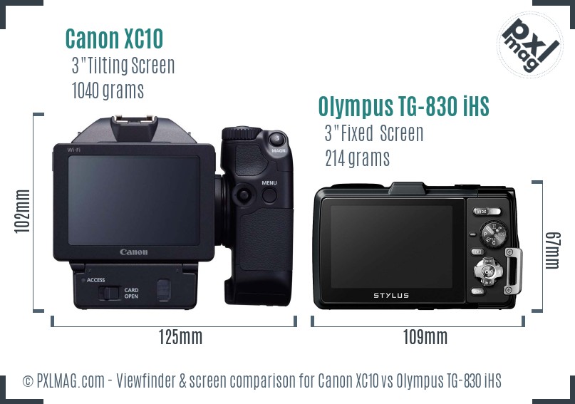 Canon XC10 vs Olympus TG-830 iHS Screen and Viewfinder comparison