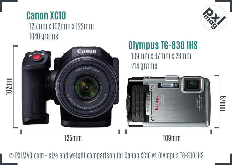 Canon XC10 vs Olympus TG-830 iHS size comparison Canon XC10 vs Olympus TG-830 iHS size comparison