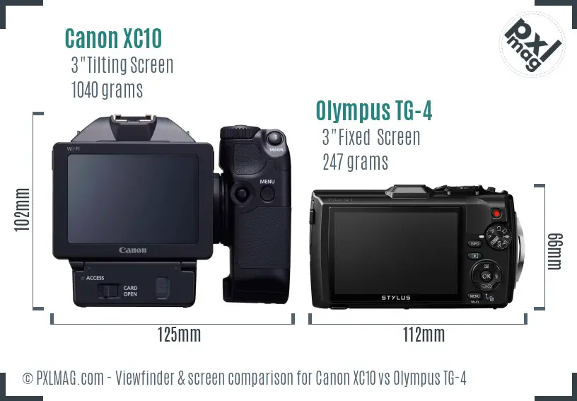 Canon XC10 vs Olympus TG-4 Screen and Viewfinder comparison