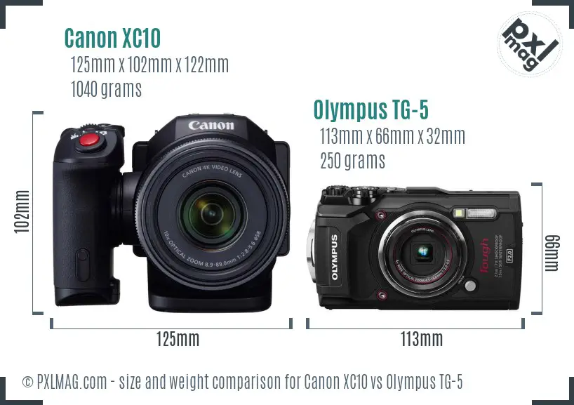 Canon XC10 vs Olympus TG-5 size comparison Canon XC10 vs Olympus TG-5 size comparison