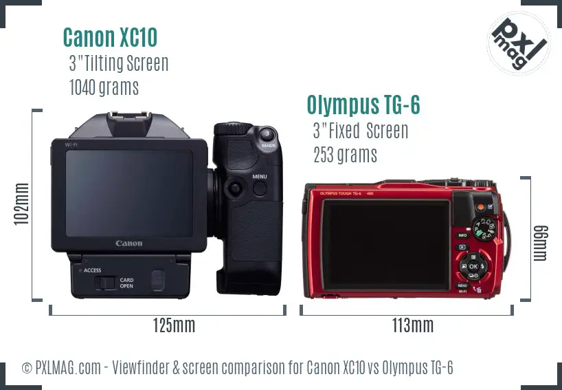 Canon XC10 vs Olympus TG-6 Screen and Viewfinder comparison