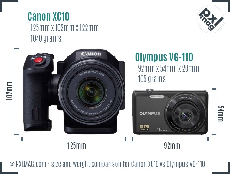 Canon XC10 vs Olympus VG-110 size comparison Canon XC10 vs Olympus VG-110 size comparison