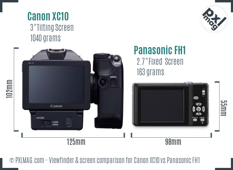 Canon XC10 vs Panasonic FH1 Screen and Viewfinder comparison