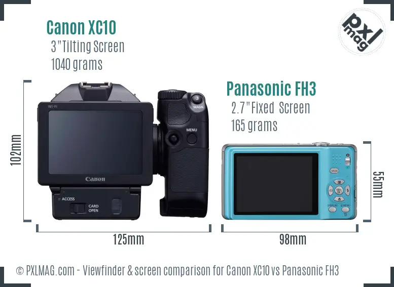 Canon XC10 vs Panasonic FH3 Screen and Viewfinder comparison