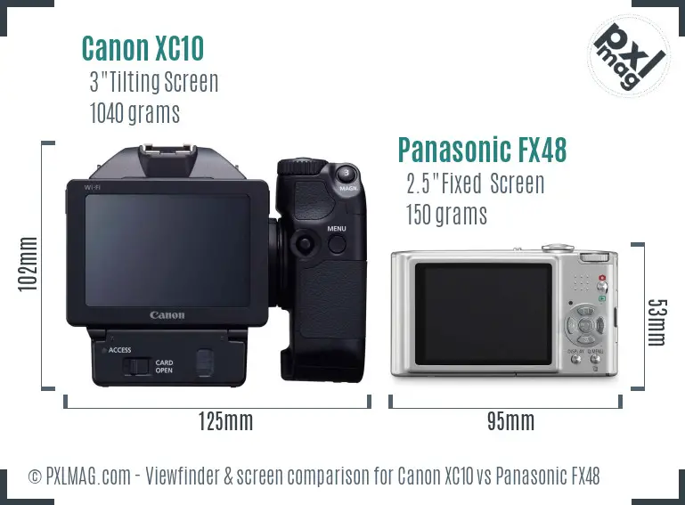 Canon XC10 vs Panasonic FX48 Screen and Viewfinder comparison
