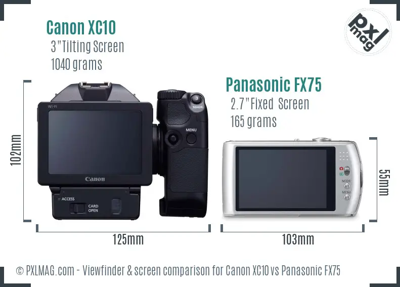 Canon XC10 vs Panasonic FX75 Screen and Viewfinder comparison