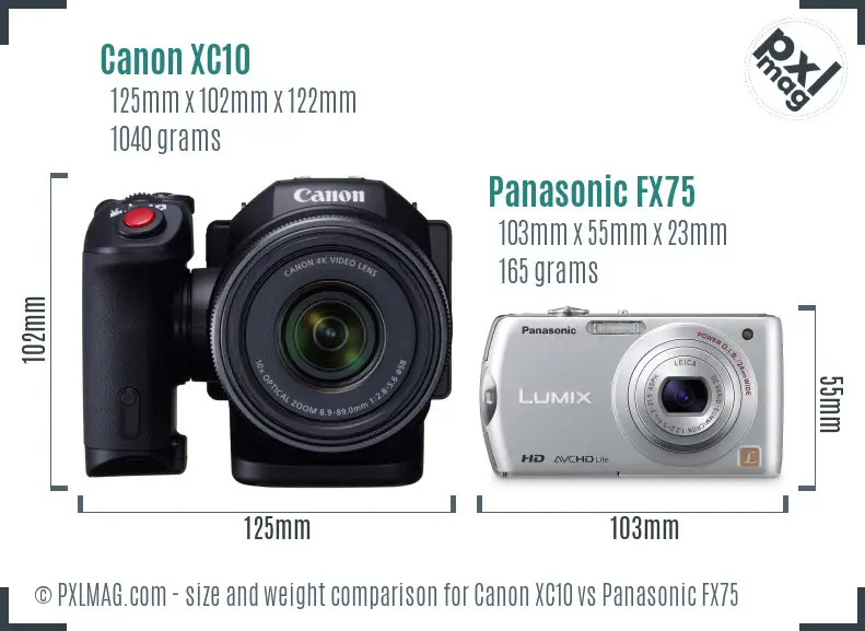 Canon XC10 vs Panasonic FX75 size comparison