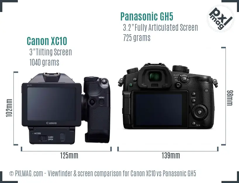 Canon XC10 vs Panasonic GH5 Screen and Viewfinder comparison Canon XC10 vs Panasonic GH5 Screen and Viewfinder comparison