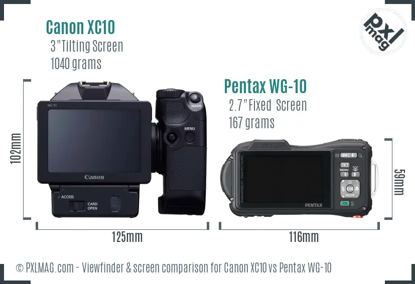 Canon XC10 vs Pentax WG-10 Screen and Viewfinder comparison