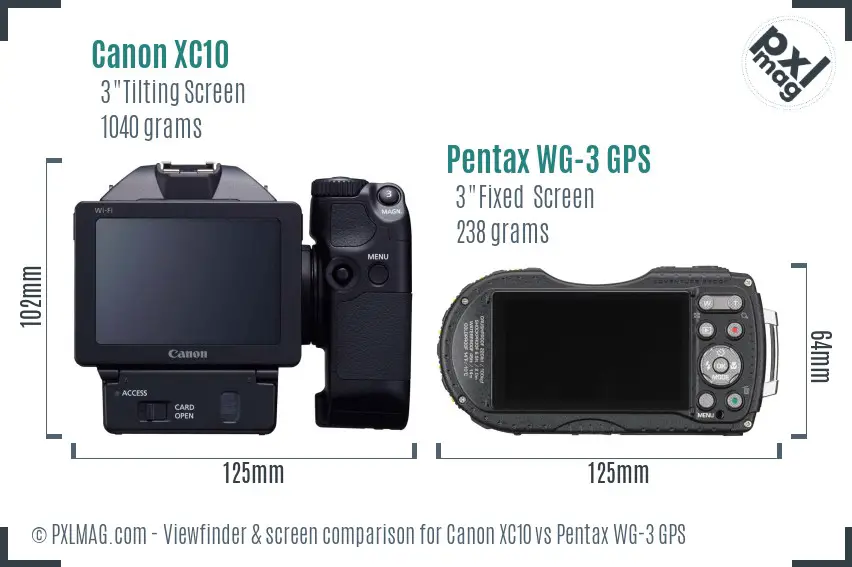 Canon XC10 vs Pentax WG-3 GPS Screen and Viewfinder comparison Canon XC10 vs Pentax WG-3 GPS Screen and Viewfinder comparison
