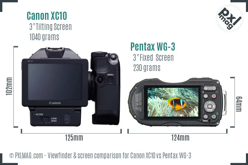 Canon XC10 vs Pentax WG-3 Screen and Viewfinder comparison