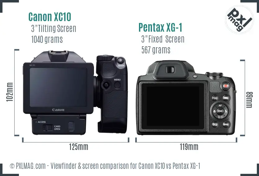 Canon XC10 vs Pentax XG-1 Screen and Viewfinder comparison Canon XC10 vs Pentax XG-1 Screen and Viewfinder comparison