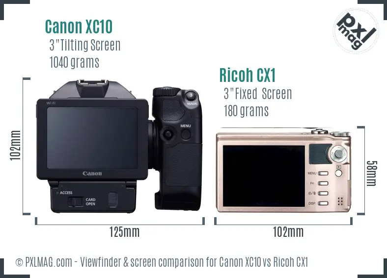 Canon XC10 vs Ricoh CX1 Screen and Viewfinder comparison Canon XC10 vs Ricoh CX1 Screen and Viewfinder comparison
