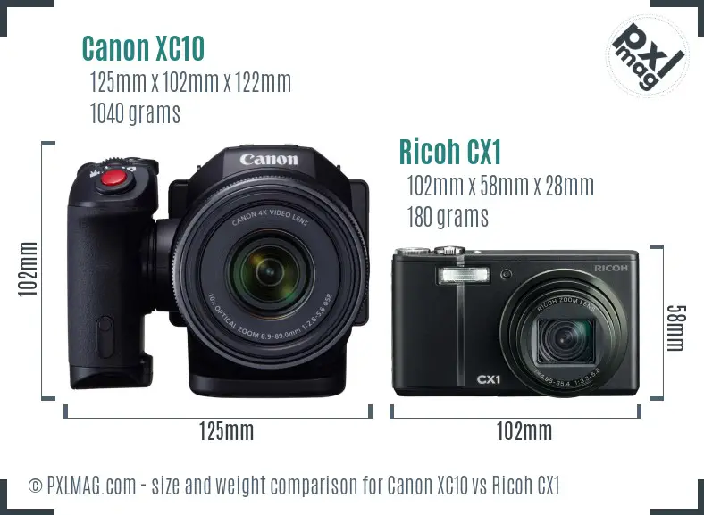 Canon XC10 vs Ricoh CX1 size comparison Canon XC10 vs Ricoh CX1 size comparison