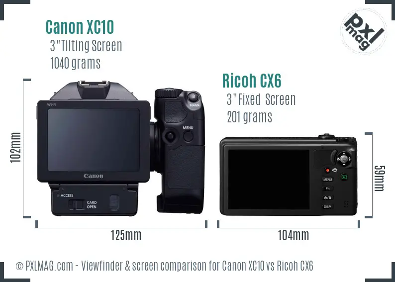 Canon XC10 vs Ricoh CX6 Screen and Viewfinder comparison Canon XC10 vs Ricoh CX6 Screen and Viewfinder comparison
