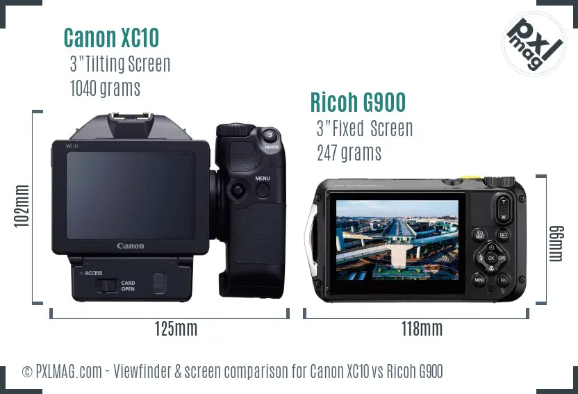 Canon XC10 vs Ricoh G900 Screen and Viewfinder comparison