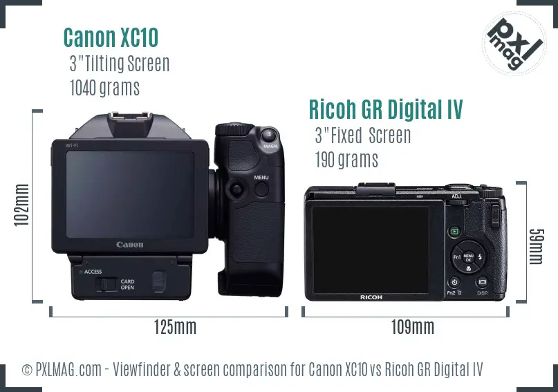 Canon XC10 vs Ricoh GR Digital IV Screen and Viewfinder comparison Canon XC10 vs Ricoh GR Digital IV Screen and Viewfinder comparison