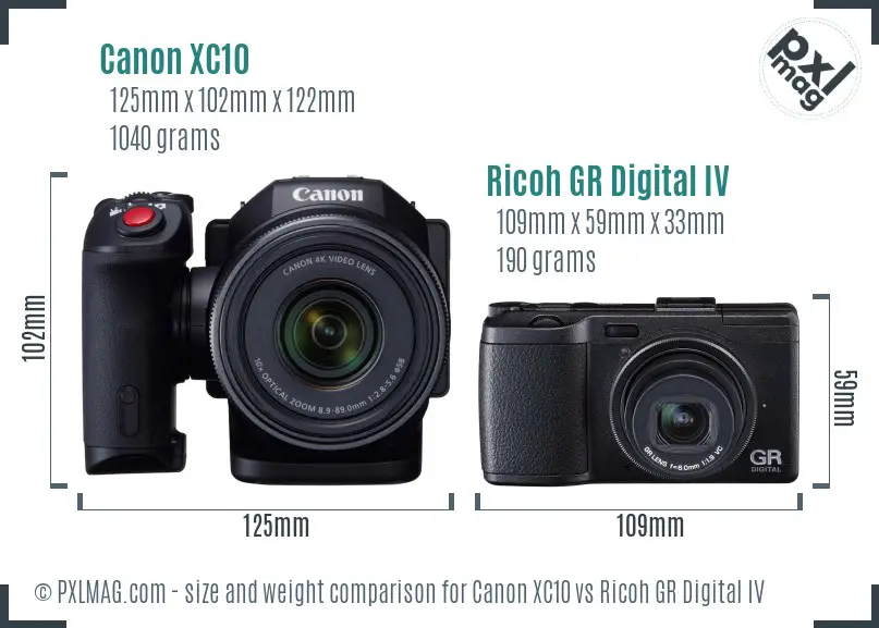 Canon XC10 vs Ricoh GR Digital IV size comparison Canon XC10 vs Ricoh GR Digital IV size comparison