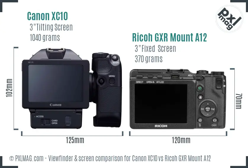 Canon XC10 vs Ricoh GXR Mount A12 Screen and Viewfinder comparison