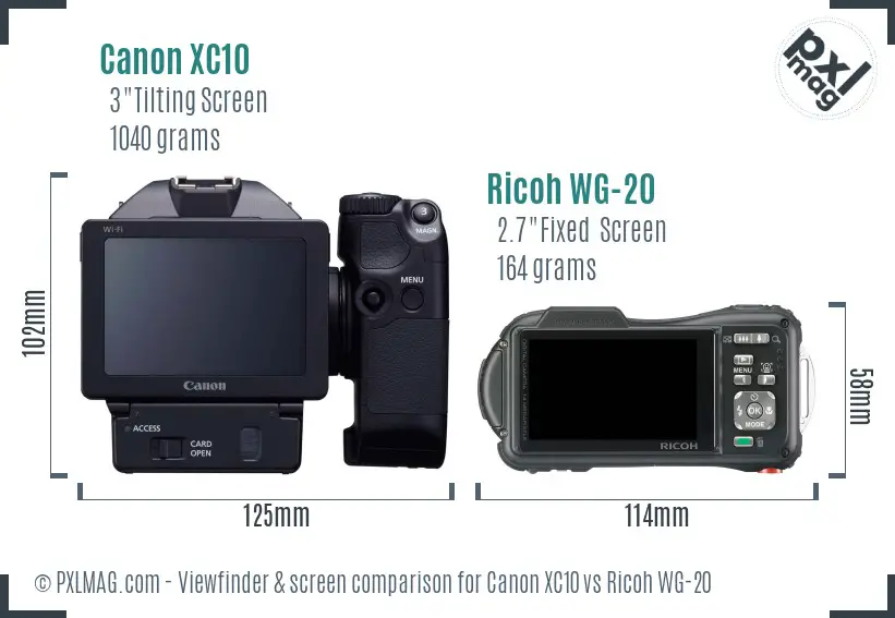 Canon XC10 vs Ricoh WG-20 Screen and Viewfinder comparison