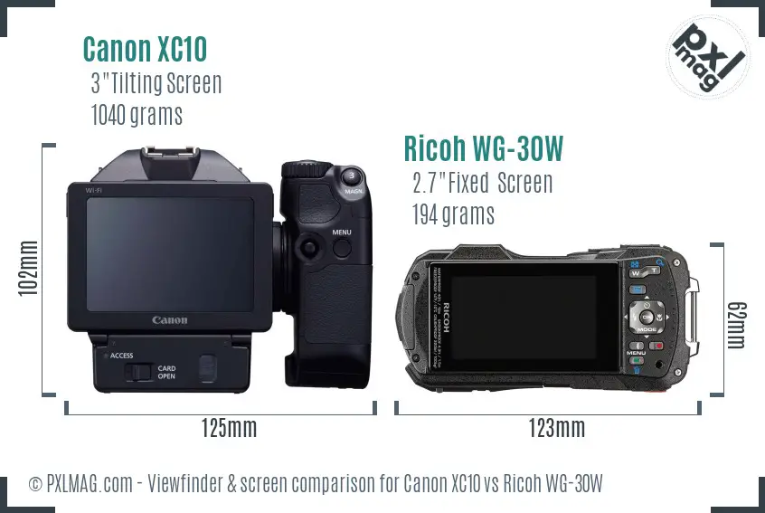 Canon XC10 vs Ricoh WG-30W Screen and Viewfinder comparison Canon XC10 vs Ricoh WG-30W Screen and Viewfinder comparison
