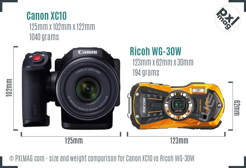 Canon XC10 vs Ricoh WG-30W size comparison Canon XC10 vs Ricoh WG-30W size comparison