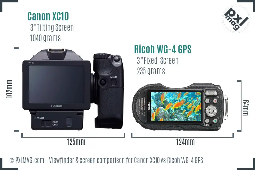 Canon XC10 vs Ricoh WG-4 GPS Screen and Viewfinder comparison