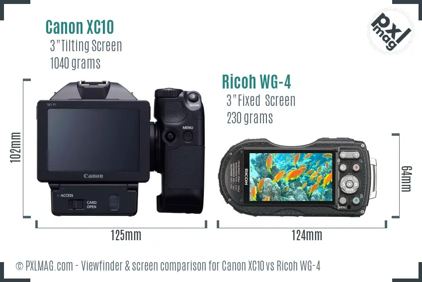 Canon XC10 vs Ricoh WG-4 Screen and Viewfinder comparison