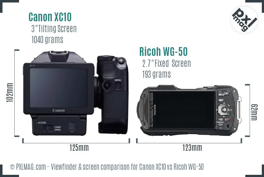 Canon XC10 vs Ricoh WG-50 Screen and Viewfinder comparison
