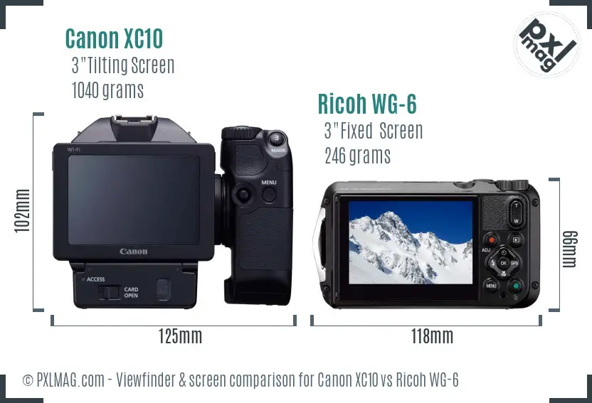 Canon XC10 vs Ricoh WG-6 Screen and Viewfinder comparison