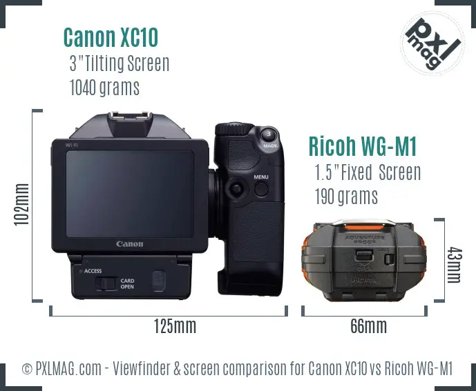 Canon XC10 vs Ricoh WG-M1 Screen and Viewfinder comparison