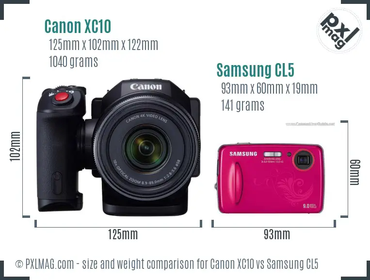 Canon XC10 vs Samsung CL5 size comparison Canon XC10 vs Samsung CL5 size comparison