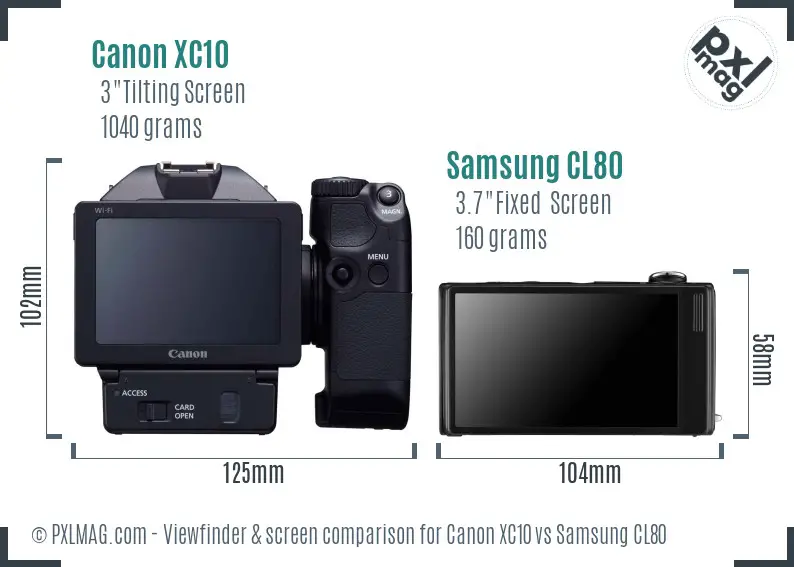 Canon XC10 vs Samsung CL80 Screen and Viewfinder comparison