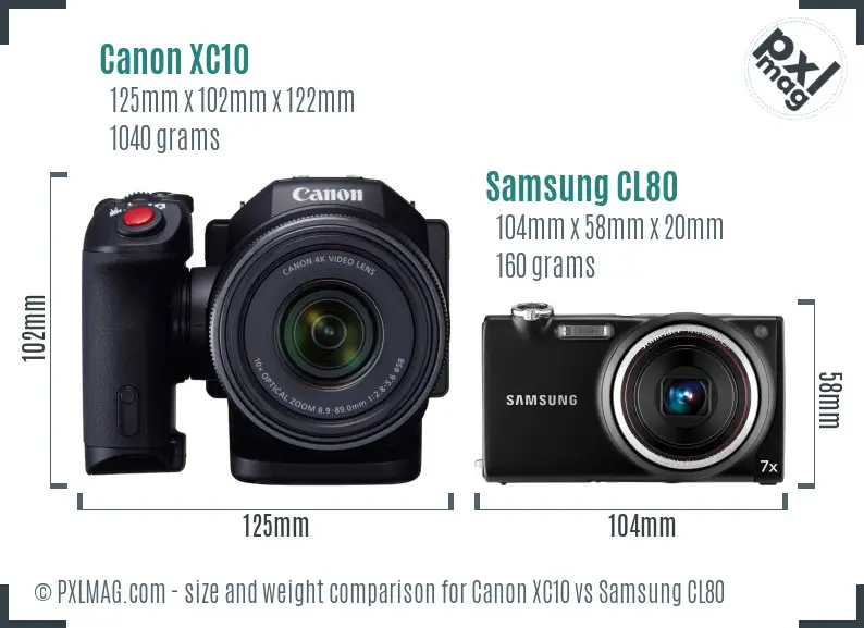 Canon XC10 vs Samsung CL80 size comparison