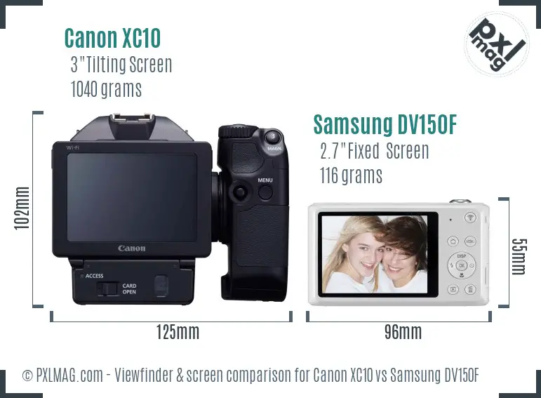 Canon XC10 vs Samsung DV150F Screen and Viewfinder comparison