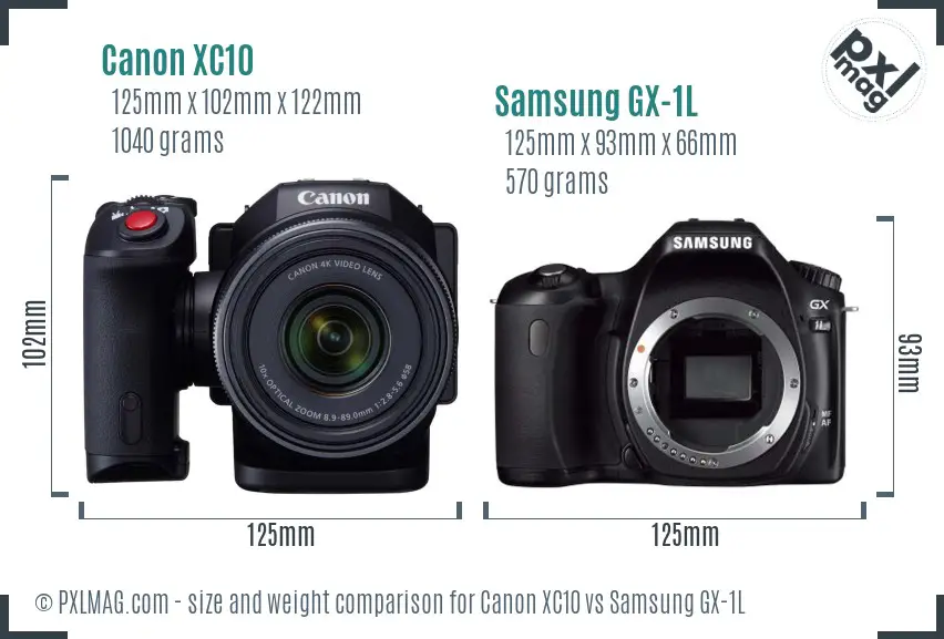 Canon XC10 vs Samsung GX-1L size comparison