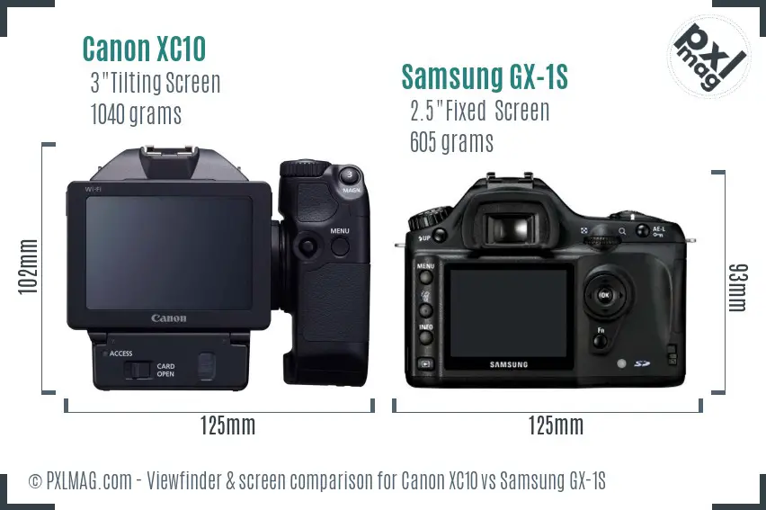 Canon XC10 vs Samsung GX-1S Screen and Viewfinder comparison